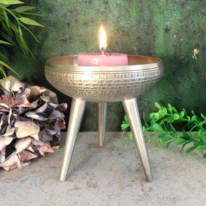 Candle Holder, Mid Century Modern Footed Pewter Candle Stick Holder, Space Age, Scandinavia, Norwegian Handmade Hallmarked Vintage Dish