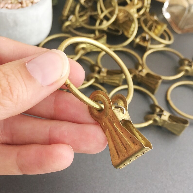20 Drapery Clips Antique Curtain Ring Clips Set Gold Tone Etsy