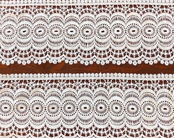 Ein Paar Vintage Tatted Lace Volants, weiße Baumwolle Cafe Vorhänge, viktorianisches Boho Wohndekor 76 "196 cm