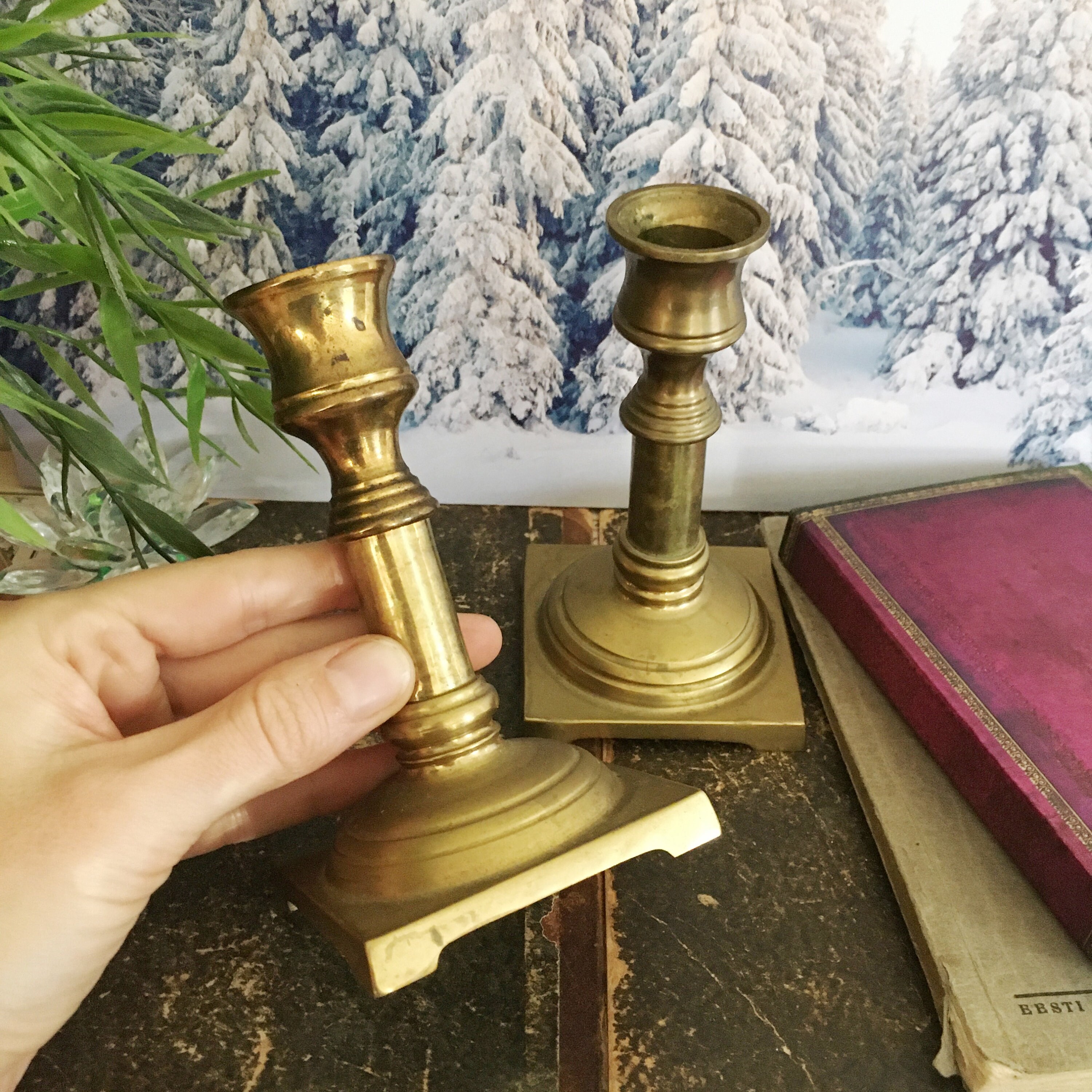 Brass Candle Sticks Pair of Candle Holders Art Deco Home Etsy