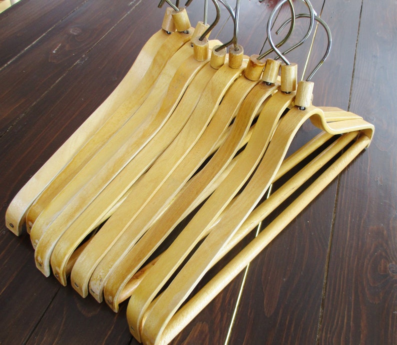 Wood Coat Hangers 10 Clothes Hangers Lot Clothing Hangers Etsy