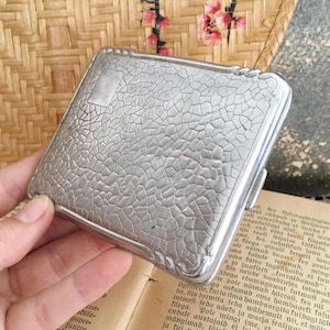 Metall Zigarettenetui, Raucher Geschenk, Vintage Brieftasche im Taschenformat, verzierter Box Visitenkartenhalter, Kleine Geprägte Box, Sowjetunion