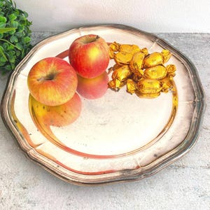 Vintage Silver Plated Serving Tray: 1930s Scandinavian Heavy Round Chippendale Platter, Hallmarked Prima NS 12"