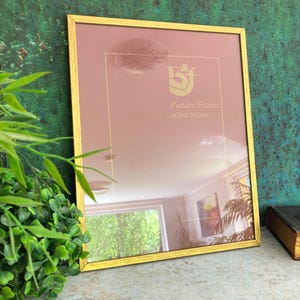 Brass Metal Picture Frame, Vintage Gold Bronze Photo Frame, Glass, Desk Stand, Classic Photo Frames, Scandinavia Denmark, Jyden 8&quot;x10&quot;