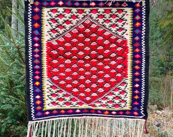 Vintage Flemish Tapestry, Large Woolen Purple Handwoven Wall Hanging, Colorful Flat Weave Wall Decor