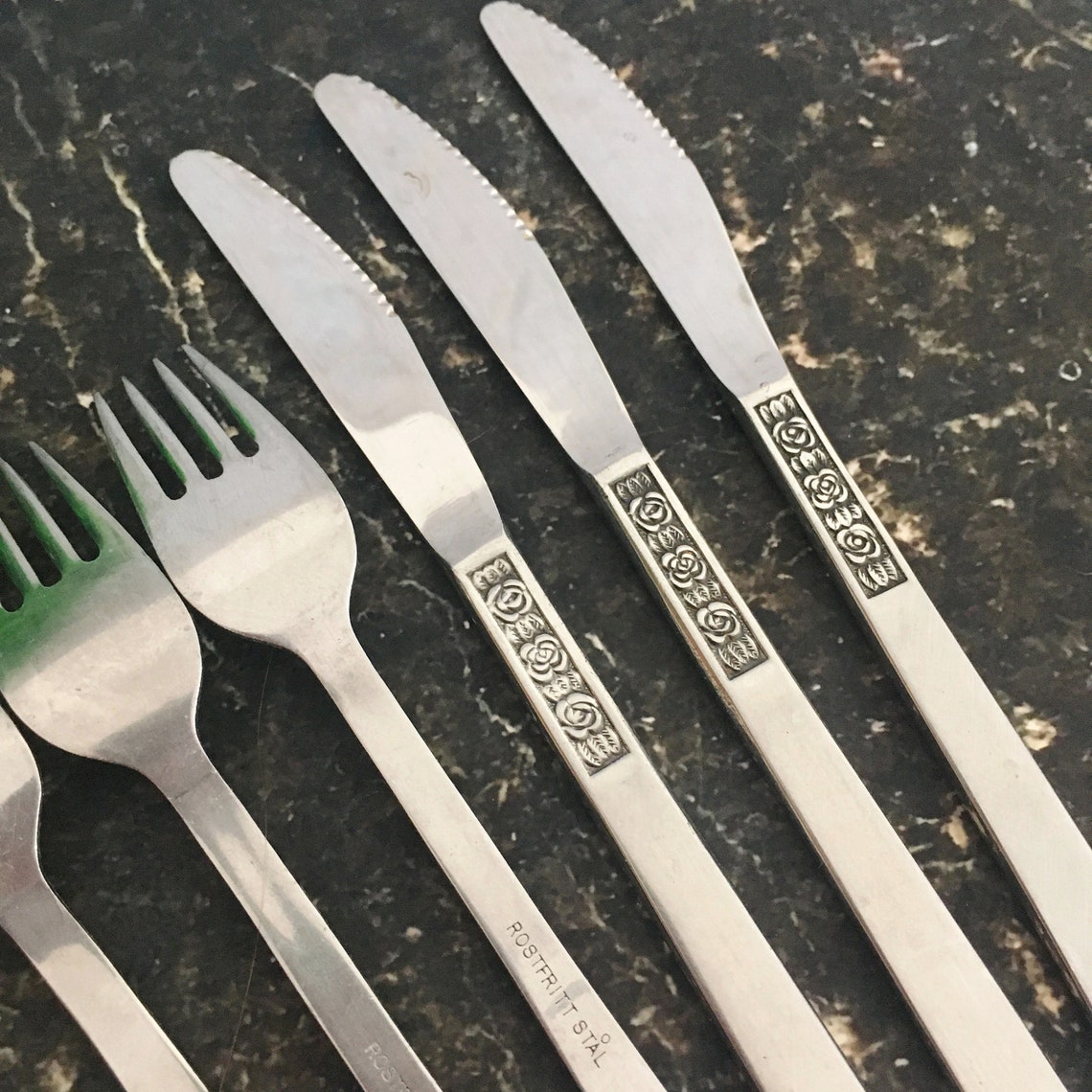 Vintage Dessert Forks and Knives Cake Cutlery Set of 6 Small Etsy