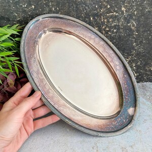Silver Plated Oval Platter, Fish Food Drinks Snacks Serving Tray, Vintage Hallmarked Silverware, Antique Tableware, Table Decor 29x18cm