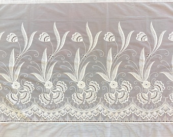 Cenefa de encaje blanco transparente vintage con flores, cortina corta romántica estilo boho para café de 204 cm (80").