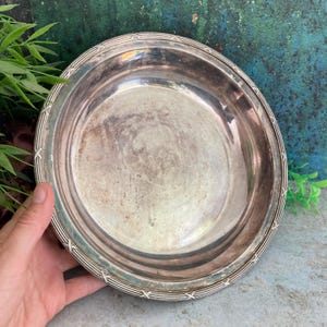 Silver Plated Serving Bowl, Heavy Embossed Fruit Bowl, Vintage Silver Dish, Unique Centerpiece, Party Tableware, Scandinavian Platter 9&quot;