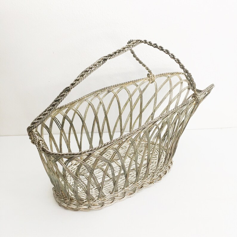 Wine Bottle Basket Silver Plated Metal Wire Bottle Holder Etsy