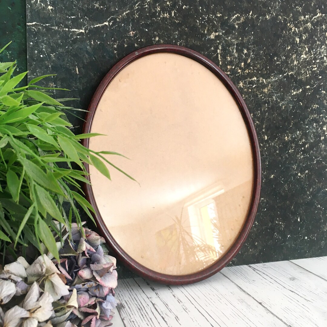 Oval Picture Frame Wooden Frame Glass Antique Photo Frame Etsy