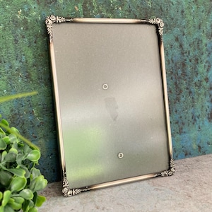 Ornate Corners Metal Picture Frame, Small Vintage Silver Metal Photo Frame, Glass, Desk Stand, 1930s Scandinavia 5"x4"