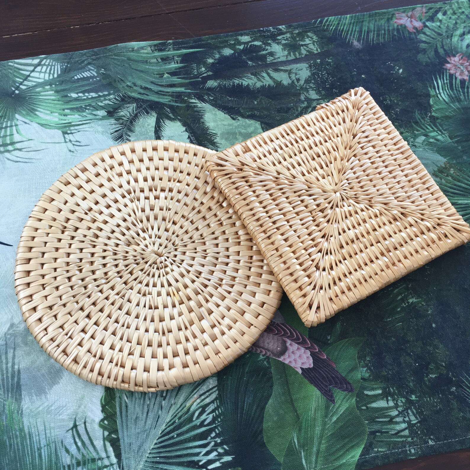 Woven Trivets Pair of Simple Straw Trivets Pot Holder Set Etsy