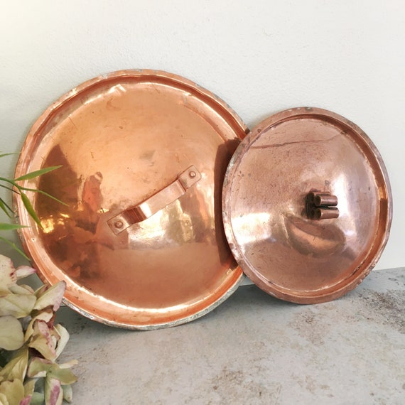 Copper Pot Lid Set of 2 Antique Pot Lids Vintage Kitchen Etsy