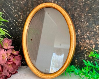 Oval Picture Frame, Vintage Wooden Photo Frame, Small Brushed Gold Frame, Glass Cover, Antique Gallery Wall, Interior Decor 8x6"