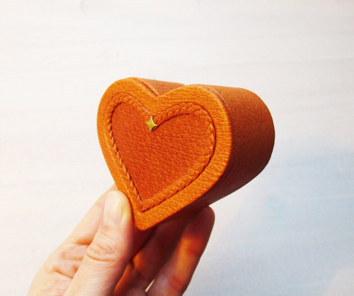 Heart Shape Box Wedding Ring Box Little Gift Box Leather Etsy