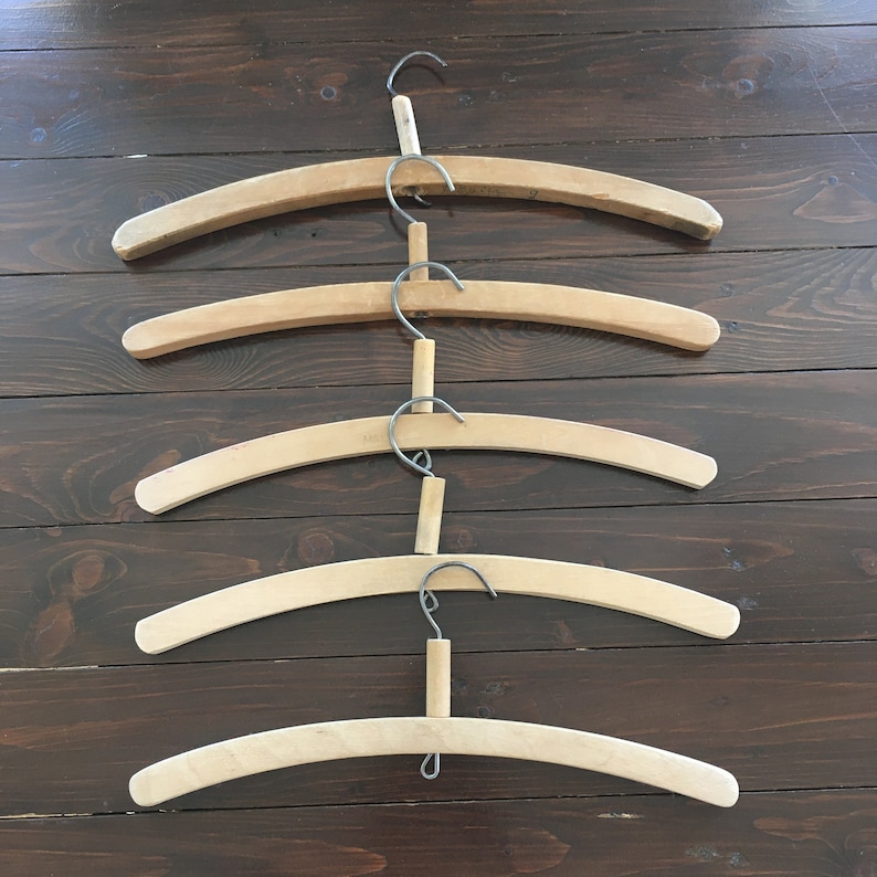 Vintage Hangers 5 Wood Coat Hangers Antique Clothing Etsy