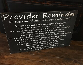 Provider Reminder, daycare sign