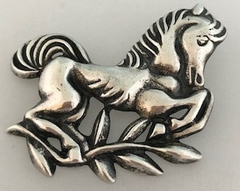 HORSE Pin Brooch - Sterling - Large - Galloping Horse