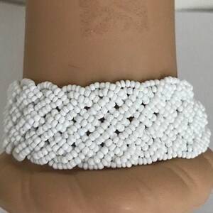 WHITE GLASS MICROBEAD Bracelet - Victorian Style - Wedding