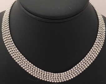 LES BERNARD CHOKER Necklace - Pave Rhinestones - Elegant - Signed