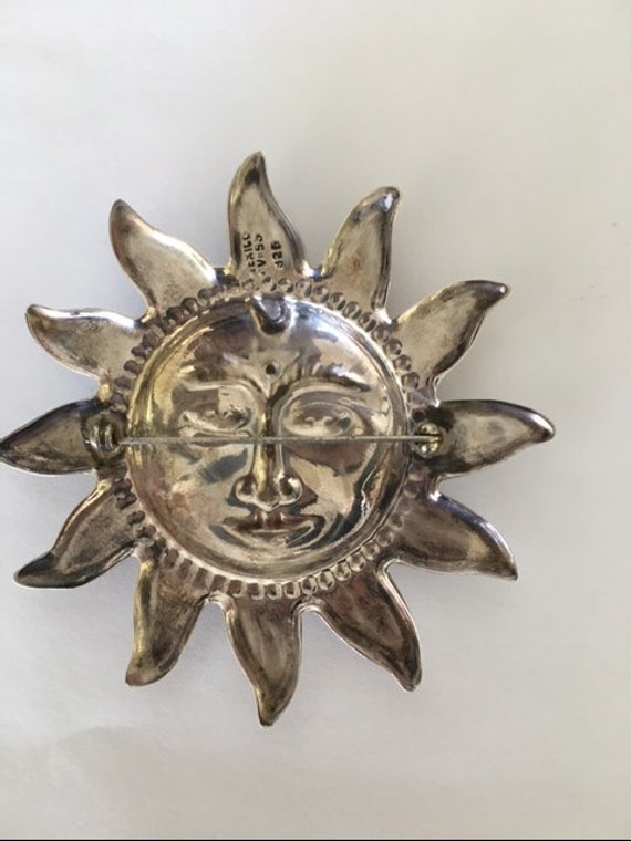 Sun or Sunface Pin or Brooch - Large - Vintage - … - image 2