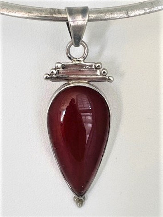 CARNELIAN 925 Sterling Pendant - TEARDROP or Pear… - image 7