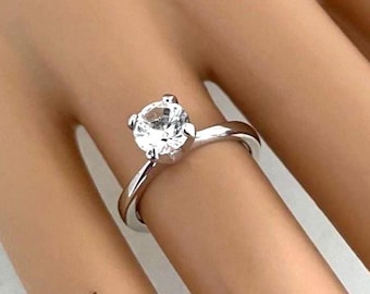 AVON Sterling Silver 925 Solitaire Cubic Zirconia CZ Engagement Friendship Ring - Estate Vintage