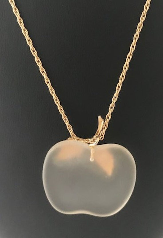 AVON APPLE Frosted Glass Goldtone Necklace - AVON… - image 8