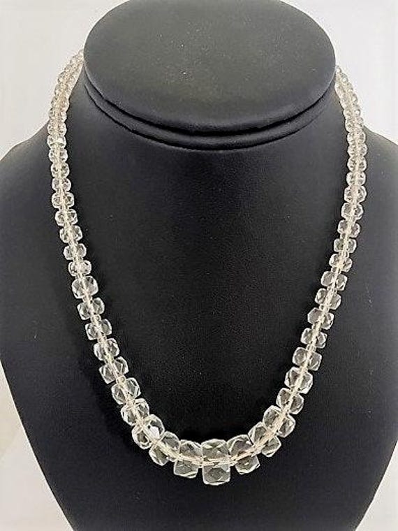 Crystal Graduated Faceted CUBE Necklace - Art Dec… - image 1