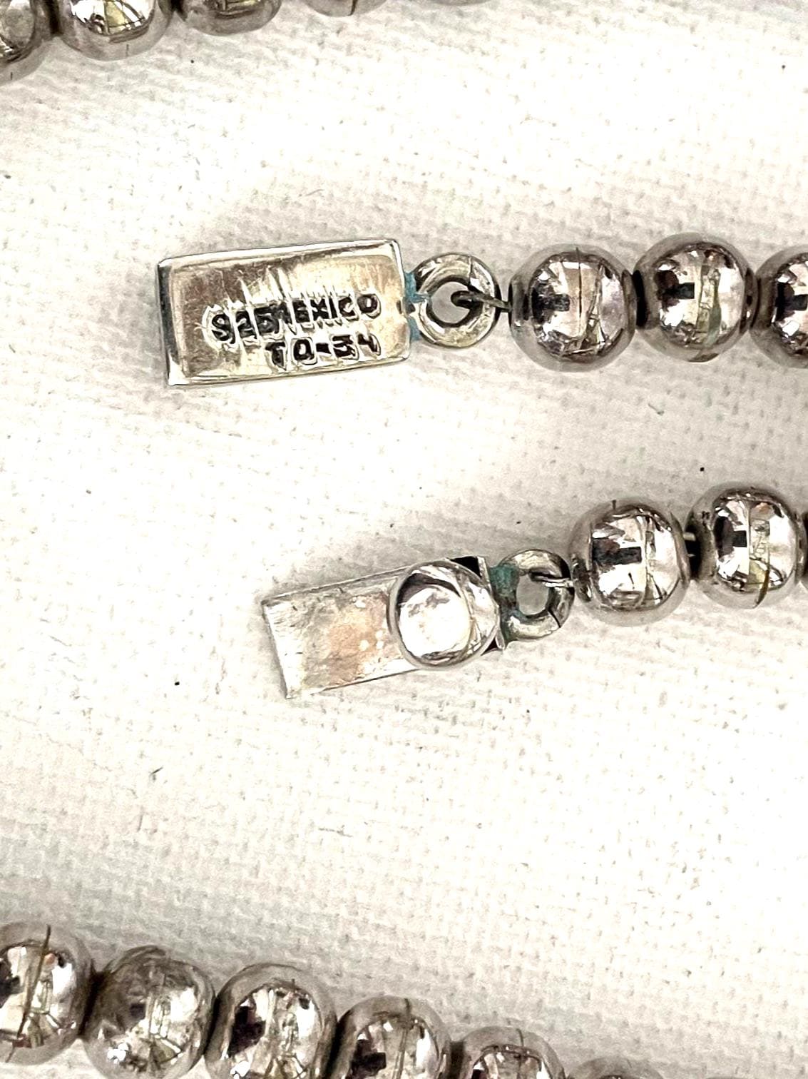 Sterling Silver 925 8mm BEADED Necklace TD-34 Mexico - Dulce