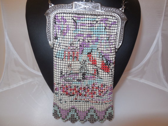 WHITING & DAVIS Enamel Mesh Evening Purse Handbag… - image 5