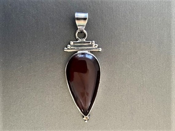 CARNELIAN 925 Sterling Pendant - TEARDROP or Pear… - image 1