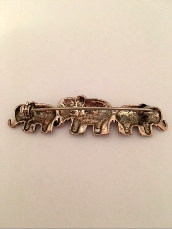 ELEPHANT PIN BROOCH - 3 Elephant Marcasite Pin - … - image 5