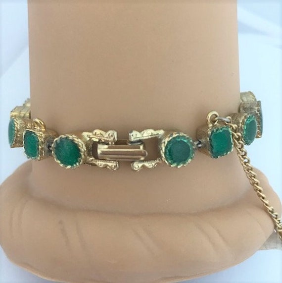 GREEN SPECKLED GLASS  Bracelet - Emerald Green Co… - image 7