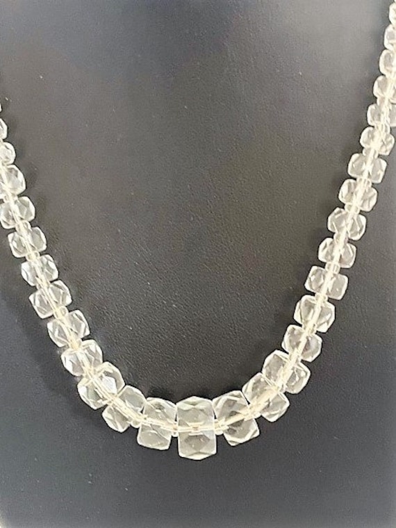 Crystal Graduated Faceted CUBE Necklace - Art Dec… - image 5