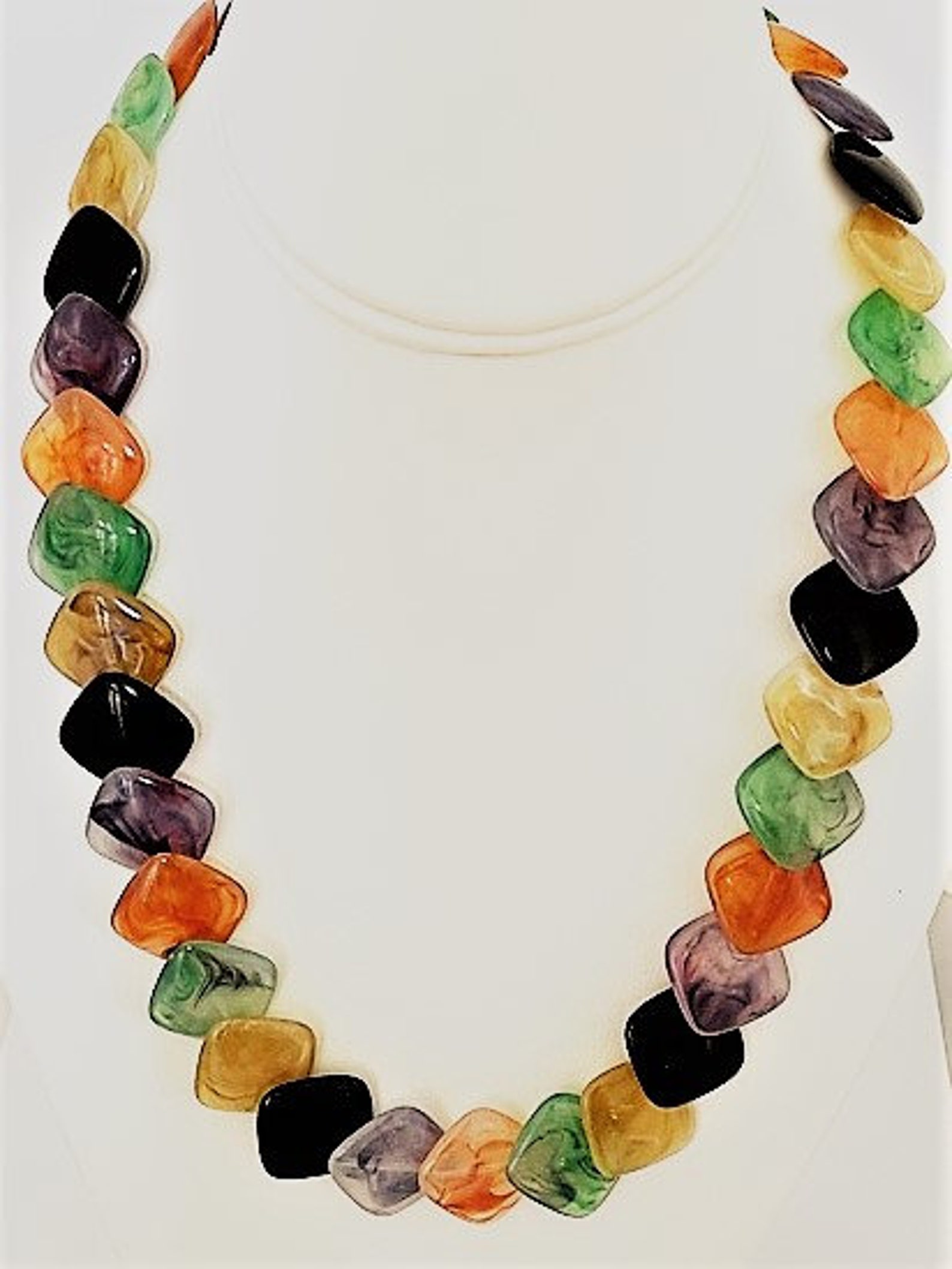 Multicolor Lucite Plastic Choker Necklace Diamond Shaped Plastic Pieces Summer Fun Etsy