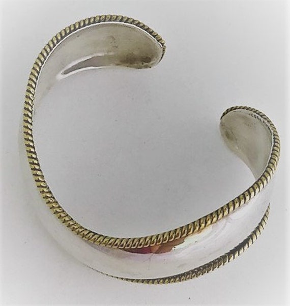 LATON Mexico 925 WAVE CUFF Bracelet - Sterling an… - image 3