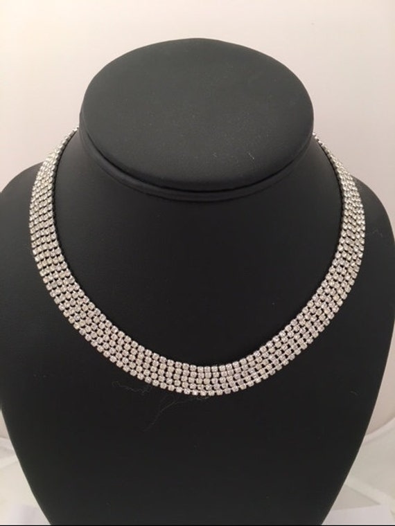 LES BERNARD CHOKER Necklace - Pave Rhinestones - … - image 1