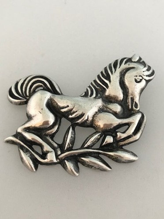 HORSE Pin Brooch - Sterling - Large - Galloping Ho