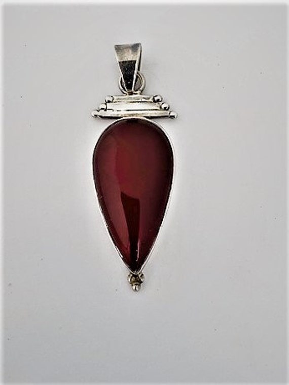 CARNELIAN 925 Sterling Pendant - TEARDROP or Pear… - image 6