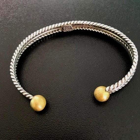 Twisted or Braided Thin Silver 925 Sterling Cuff … - image 1