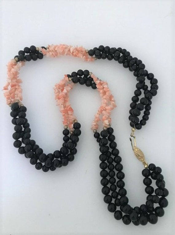 ANGELSKIN and BLACK CORAL Multi Strand Necklace - 