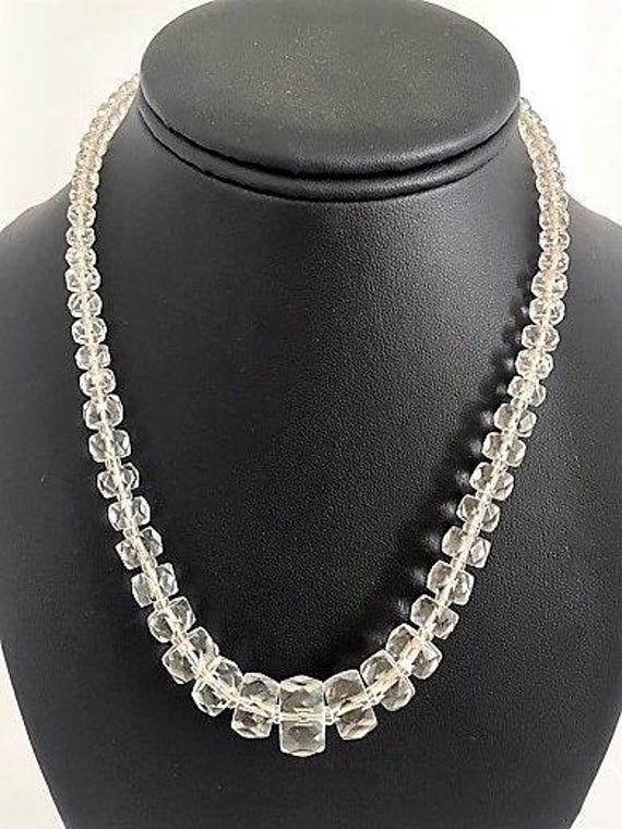 Crystal Graduated Faceted CUBE Necklace - Art Dec… - image 10
