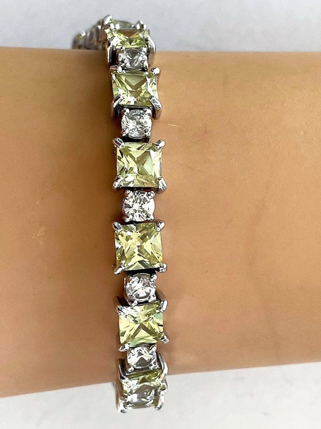 Fas 925 FAS 925 Sterling Citrine AND CZ Tennis or Cuff Bracelet - Estate ...