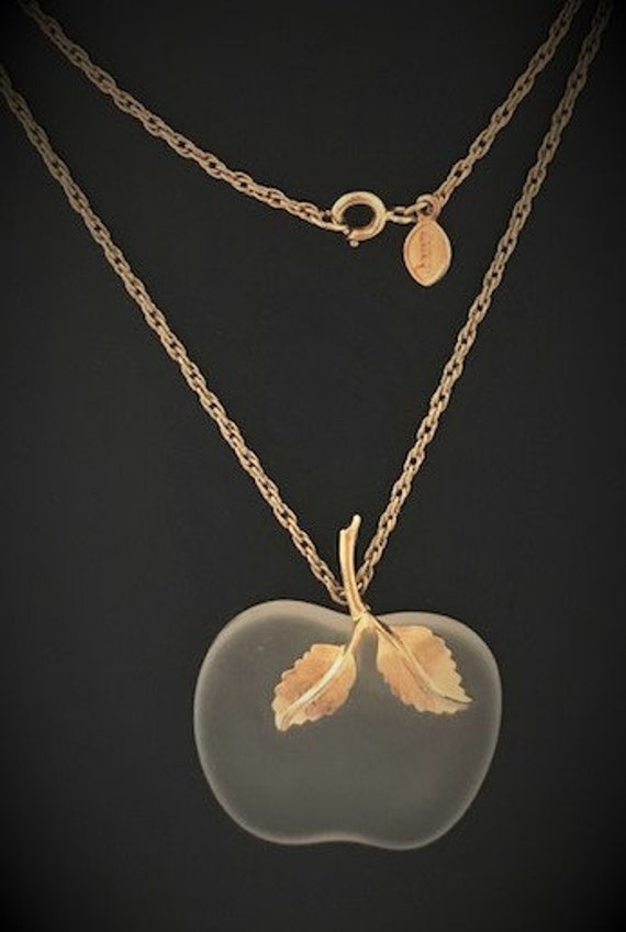 AVON APPLE Frosted Glass Goldtone Necklace - AVON… - image 3