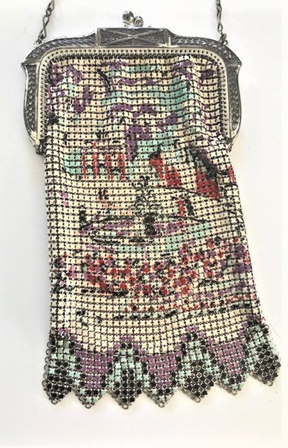 WHITING & DAVIS Enamel Mesh Evening Purse Handbag… - image 3