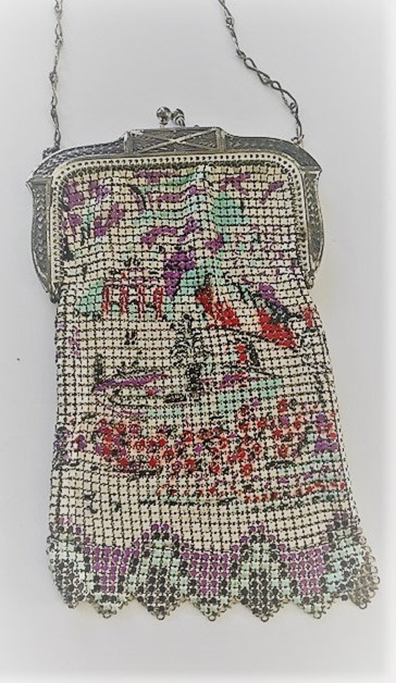 WHITING & DAVIS Enamel Mesh Evening Purse Handbag… - image 2