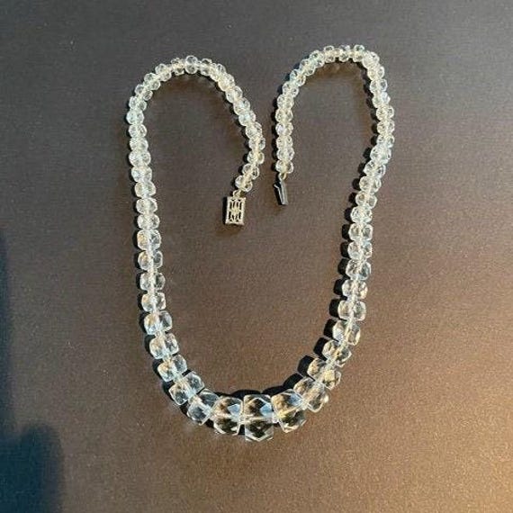 Crystal Graduated Faceted CUBE Necklace - Art Dec… - image 2