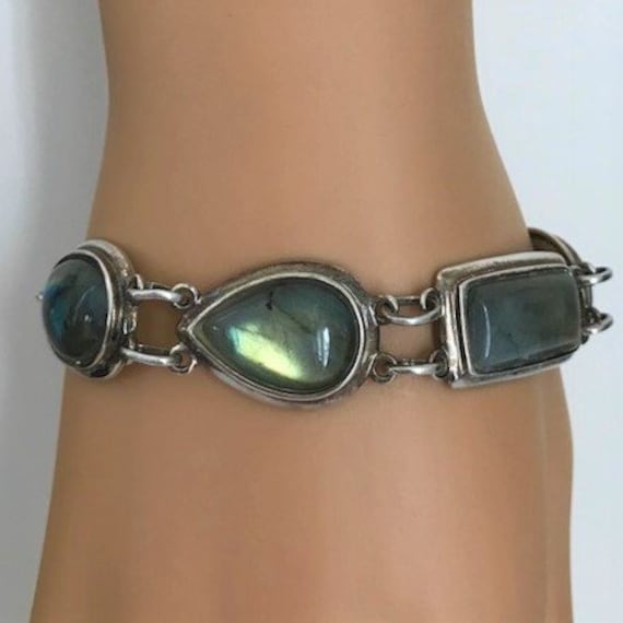 WHITNEY KELLY LABRADORITE Cabochon 925 Bracelet -… - image 1